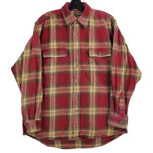 FIELD & STREAM Shirt Adult Large Red Plaid Flannel Board Button Up Lumberjack
